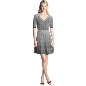 CATHERINE Malandrino Black White Short Sleeve Connery Dress Women's Size XS